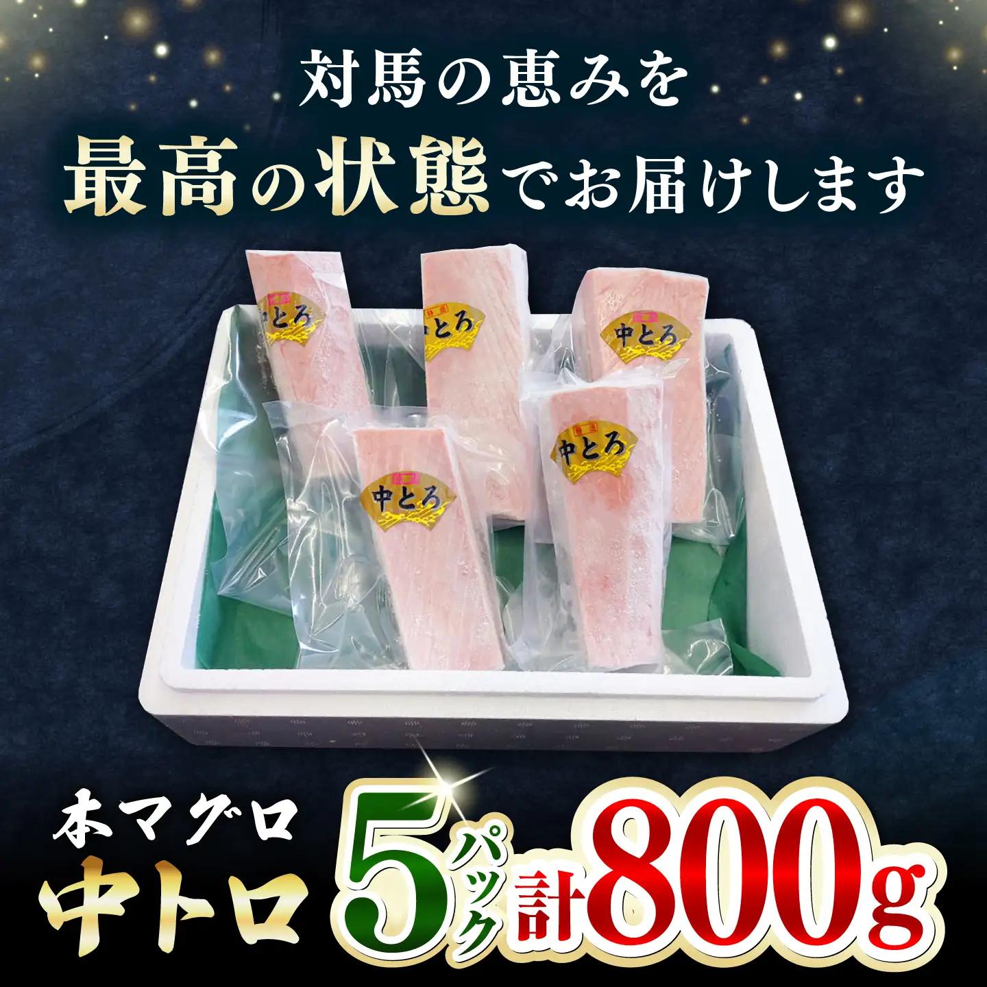 【1週間以内発送】対馬産 養殖 本マグロ 中トロ 800ｇ(5パック) マグロ 鮪 まぐろ 本鮪 中とろ  [WAH019] スピード発送 最速発送 最短発送