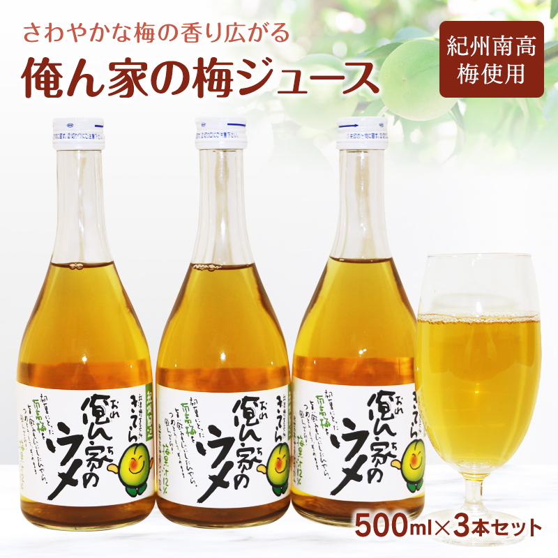 俺ん家の梅ジュース500ml×3本セット / 和歌山 和歌山県産 田辺市 紀州南高梅 南高梅 梅 梅ジュース なつかしい