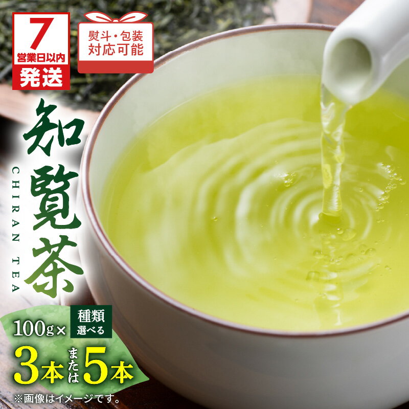 【ふるさと納税】【7営業日以内に発送】＜選べる＞ 知覧茶 3本 or 5本 入り 茶 お茶 緑茶 日本茶 茶葉 一番茶 二番茶 のし 包装 厳選 日本茶鑑定士 飲み物 飲料 豊潤な香り 至福 香り のど越し リラックス おもてなし 三州園 鹿児島 おすすめ ランキング プレゼント ギフト