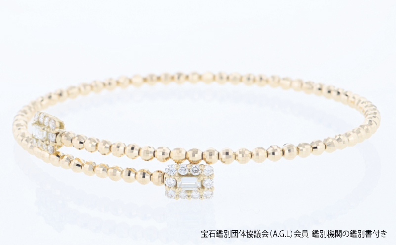 アルカンシェルYGダイヤ形状記憶バングル（計 0.52ct） J095