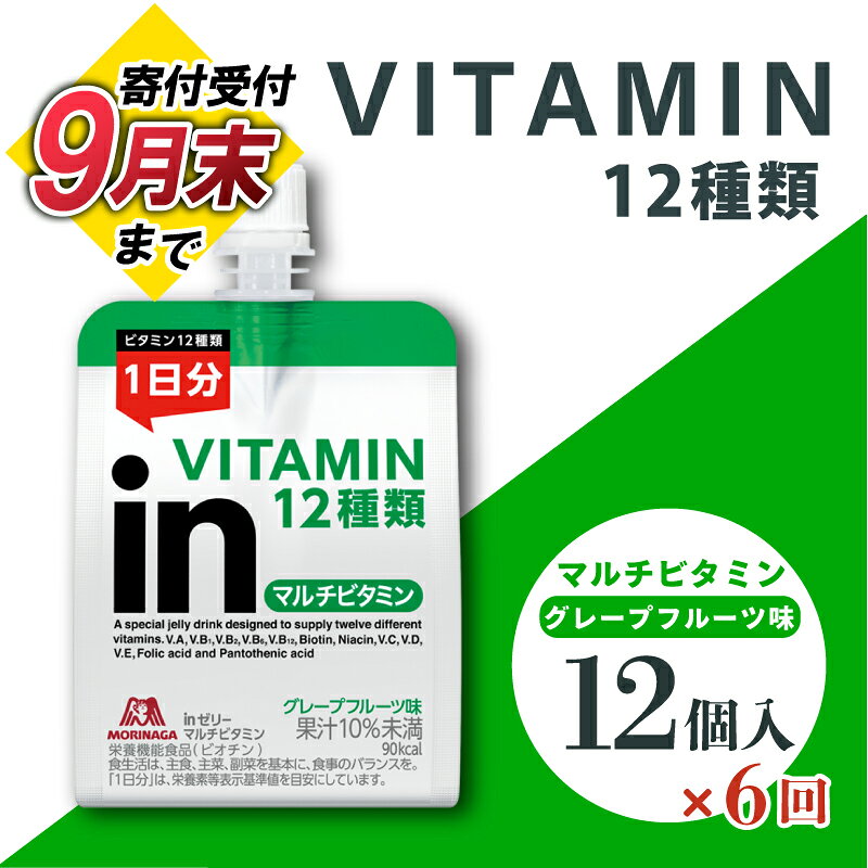 【ふるさと納税】 【9月30日掲載終了】 定期便 6回 inゼリー マルチビタミン 12個入り グレープフルーツ 味 インゼリー ゼリー飲料 ゼリー まとめ買い 森永製菓 森永 栄養補給 ビタミン 10秒チャージ スポーツ アスリート 飲むゼリー 三島市 静岡県