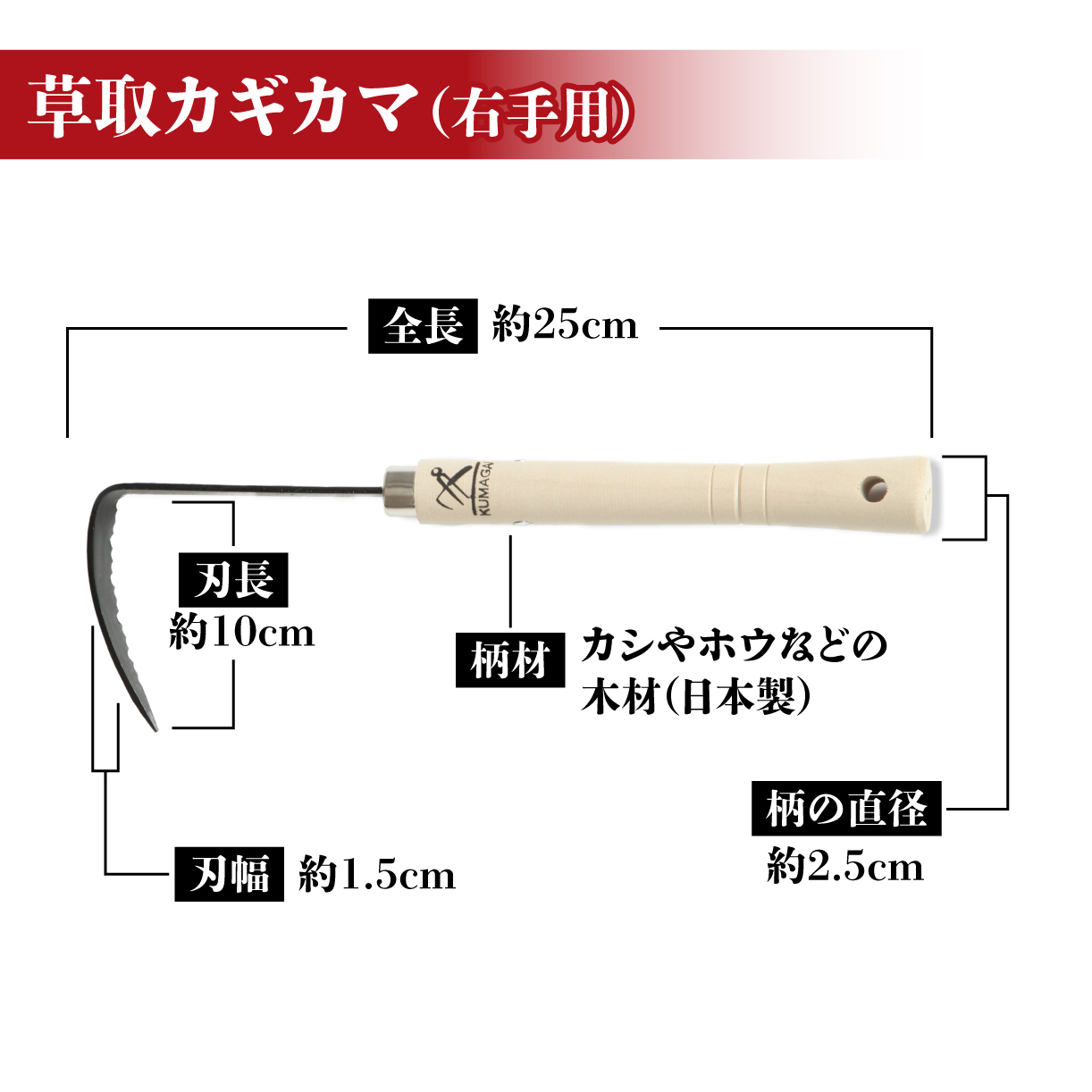 草取 道具 セットB カギカマ 右手用 左手用 各1個 (計2本) 鎌 草取り 草刈り ガーデニング 園芸 庭 手入れ 掃除 日本製 鋼製 鍛冶屋 [56500521_1]	