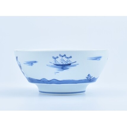 有田焼 究極のラーメン鉢ペア（レンゲ付）異人絵【まるぶん】食器 器 うつわ 磁器 陶磁器 麺鉢 ラーメン鉢 丼 丼ぶり どんぶり ペア 染付 手描き モダン A55-171_イメージ5