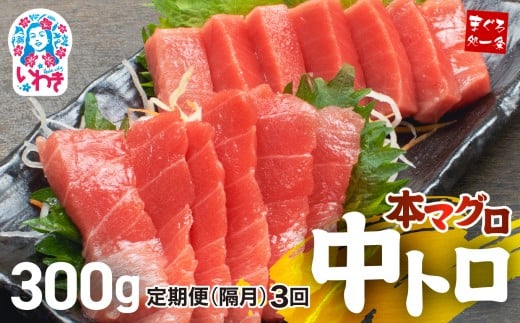 【定期便/隔月/計3回】本マグロ中トロ300g（計900g）|解凍レシピ付 1サクずつ真空包装  脂の甘みと濃厚赤身が絶妙なバランス