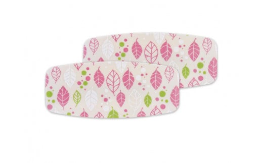 友禅和紙おしぼりトレー 2枚セット スプリングリーフ ピンク　タツクラフト