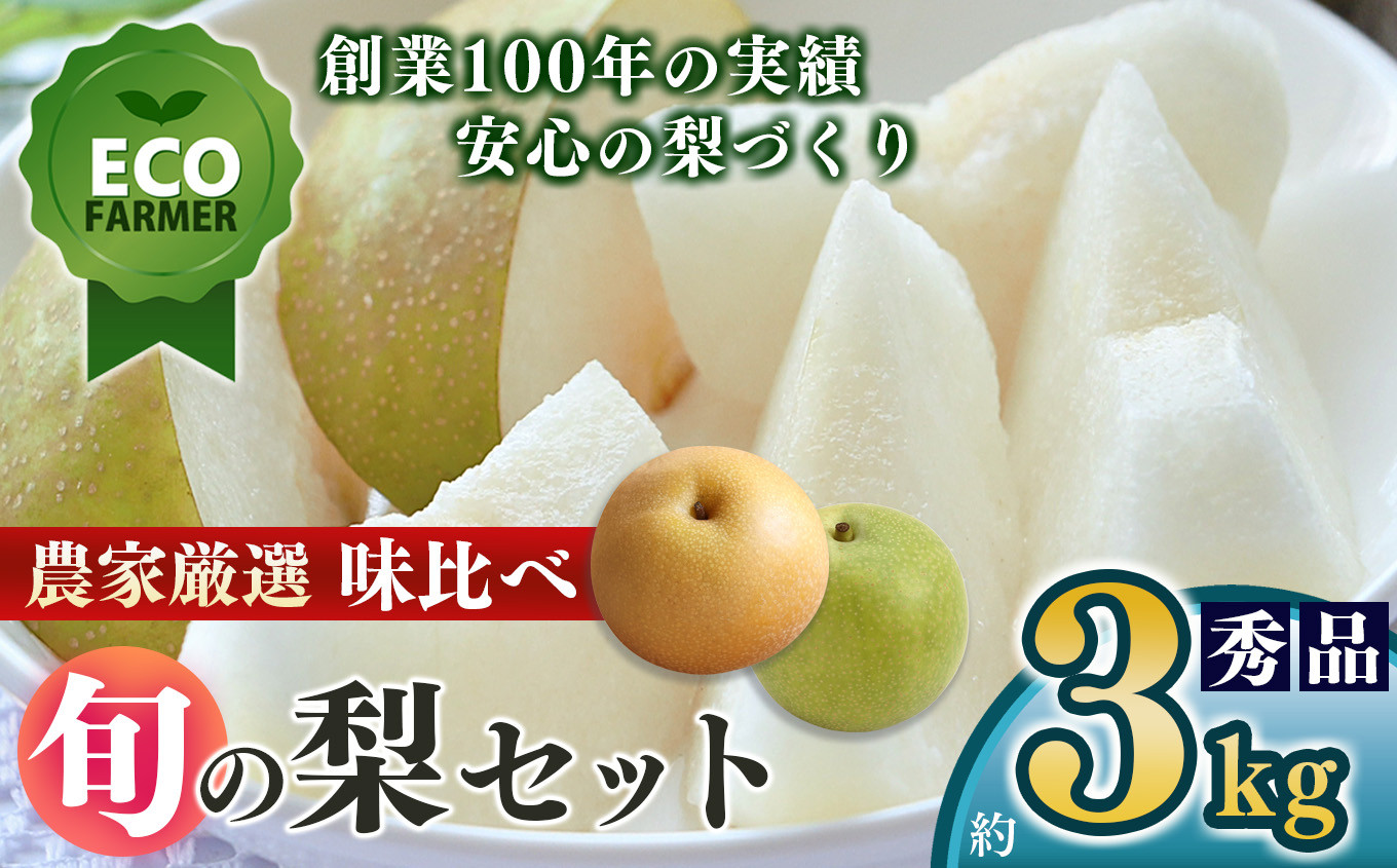 
            A18 【先行予約】 南陽園の旬の梨味くらべ 約3kg 2L～5L 【秀品】 | ≪数量限定≫ 梨園直送！ 期間限定 果物 くだもの フルーツ 農家直送 梨 ナシ なし シャキシャキ もぎたて 旬 お取り寄せ 二十世紀梨 幸水梨 豊水梨 奈良県 大淀町 ※8月中旬より順次発送予定
          