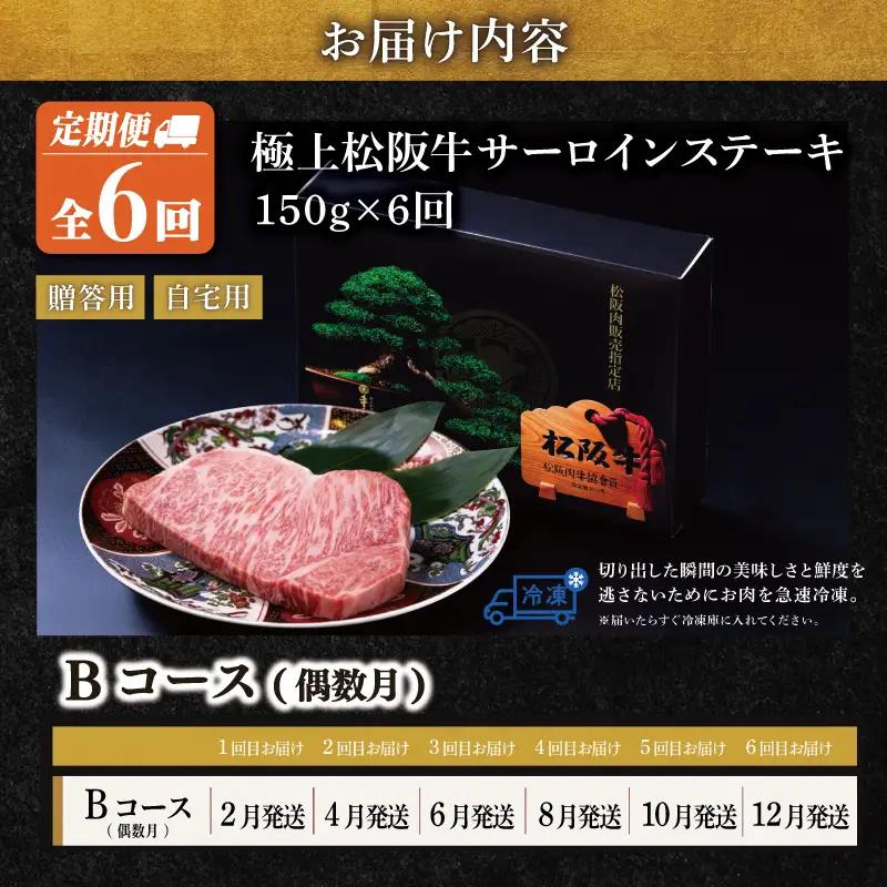 極上 松阪牛 サーロイン ステーキ 150g 【定期便6回】Bコース US58