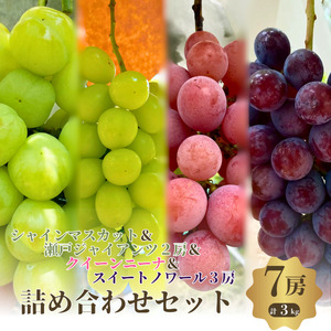 先行予約 数量限定 シャインマスカット 食べ比べ 7房 3kg 詰め合わせ 葡萄 ぶどう マスカット ぶどうセット フルーツ 果物  高糖度 旬の果物 大阪 大阪府 岸和田市