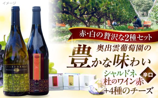 奥出雲葡萄園　白/赤ワイン・木次乳業チーズセット（シャルドネ・杜のワイン赤） 島根県雲南市/有限会社　奥出雲葡萄園 [AICS008]