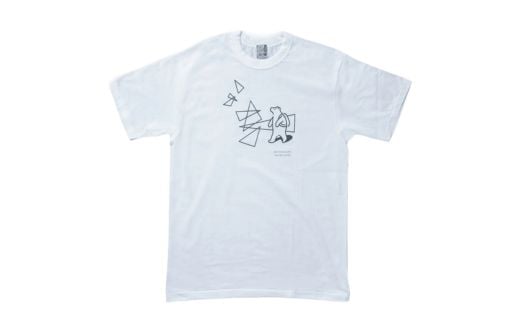 「知床トコさん」×久米繊維　コットンTシャツ　三角デザイン柄/白　Mサイズ　半袖【1634925】