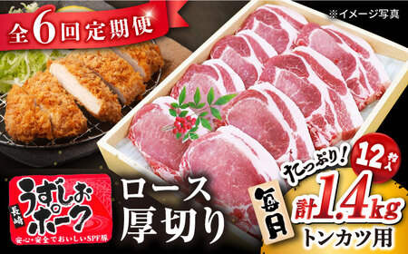 【訳あり】【月1回1.4kg×6回定期便】長崎うずしおポーク ロース（とんかつ用）計8.4kg＜スーパーウエスト＞ [CAG105]