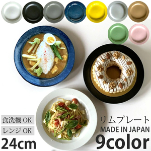 【美濃焼】 リムプレート 24cm グレーマット 瑞浪市 / 窯元ロングアイランド サラダ皿 パスタ皿 おしゃれ 食器 シンプル レンジ対応 食洗機対応[AZCU161]
