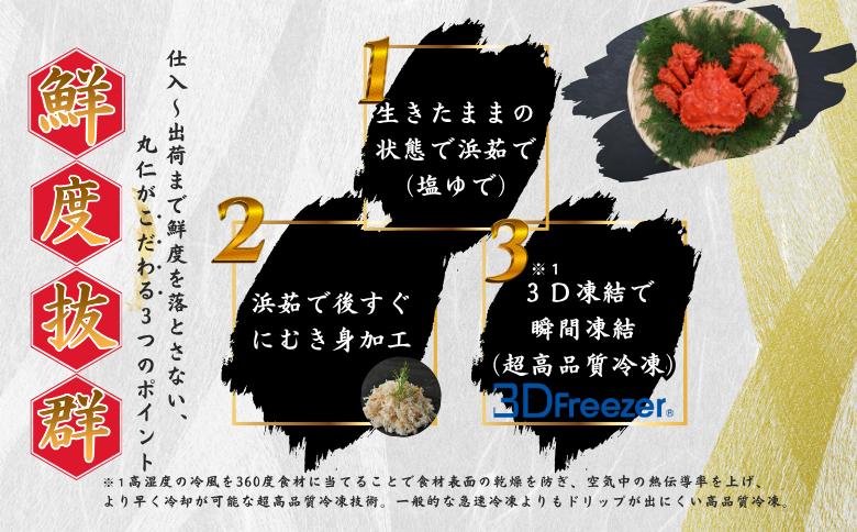 ＜12月21日決済分まで年内配送＞花咲ガニむき身【桐箱入り】フレーク80g×2段×4セット B-50010