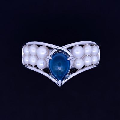 ふるさと納税 山梨県 【14.5号】Pt サファイヤ 湖水パール シャワーリング