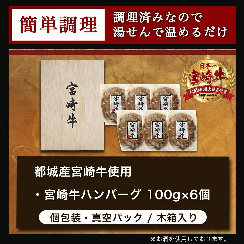 加熱済み☆宮崎牛ハンバーグ6個〔14-8405〕_(都城市)都城産 宮崎牛 ハンバーグ 湯せん 贈り物 ギフト