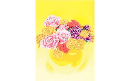 版画 「flowers バラ」白額縁 | 版画 セリグラフ