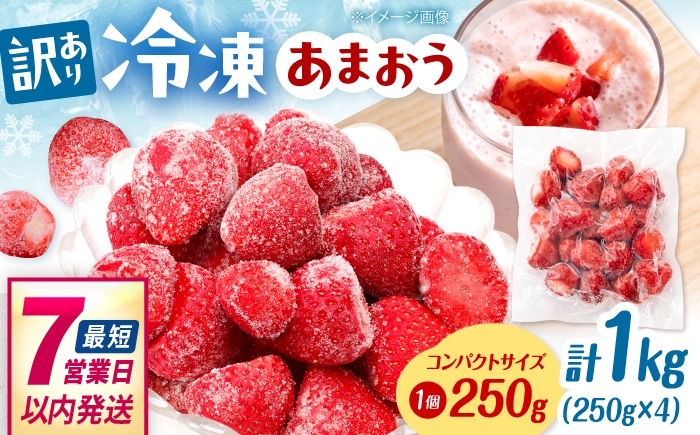 
                  【訳あり】福岡県産 冷凍あまおう 1kg （ 250g × 4個 ）　桂川町/株式会社木村食品 [ADCG139]
                