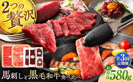【全3回定期便】「熊本特産馬刺しとくまもと黒毛和牛」フジチクオリジナル贅沢食べ比べセット 3905【株式会社フジチク】[BHAD051]