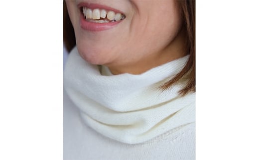 希少ベビーカシミヤ100%洗えるネックウォーマー日本製 Fタイプ ホワイト 1枚 201FWH[1156]