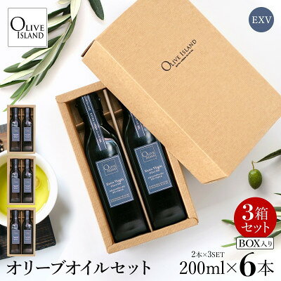 【ふるさと納税】エキストラバージン(EXV)オリーブオイル2本入ギフト 3セット(200ml×2本×3)【1777222】