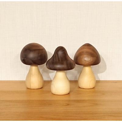 ふるさと納税 大川市 きのこオブジェ　3個セット  置物 木製 雑貨　Aタイプ