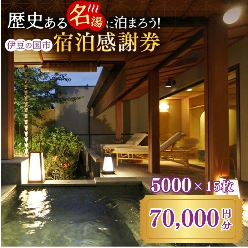 【ふるさと納税】 伊豆の国市宿泊感謝券（5000円×15枚） | 旅行 伊豆 温泉 体験 旅行券 チケット 旅館 ホテル キャンプ トラベル 伊豆の国 静岡県 静岡 国内