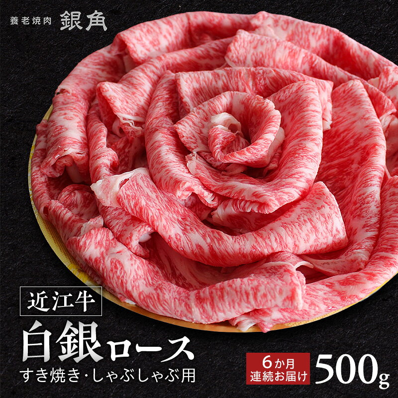 【ふるさと納税】【近江牛】【定期便】白銀ロース　すき焼き・しゃぶしゃぶ用　500g×6か月連続お届け　牛肉 お肉 国産 和牛 近江牛 滋賀県 米原市 ※初回は12月　お届け：2026年12月以降のお届けとなります。