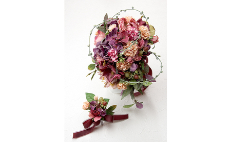 あーとみゆき 枯れないお花（造花・アーティフィシャルフラワー）で世界に一つだけのウェディングブーケを作るワークショップチケット 結婚式 ラウンドブーケ オーバルブーケ 花材 資材 レッスン料込