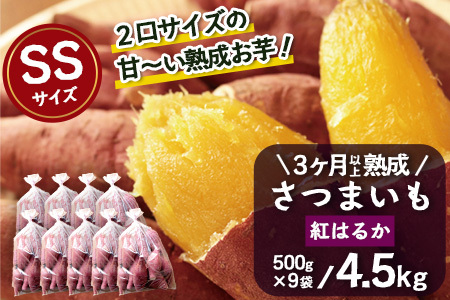 【先行予約】鹿児島県産さつまいも・熟成紅はるか 4.5kg ( 500g × 9袋 )SSサイズ｜ さつまいも べにはるか先行予約 野菜 やさい 食品 人気 おすすめ 送料無料 南大隅町（AX72302）