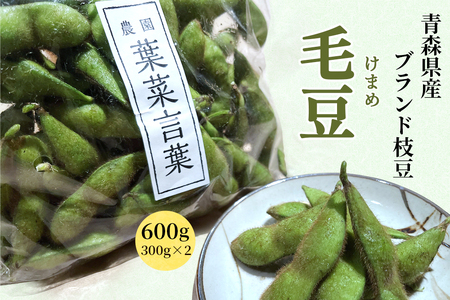 農園 葉菜言葉のおいしい毛豆 600g 令和8年産｜青森県産 枝豆 ブランド枝豆 おつまみ 大粒豆 けまめ えだまめ 2026年産 [0532]
