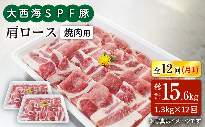 
                  【月1回約1.2kg×12回定期便】大西海SPF豚 肩ロース（焼肉用）計14.4kg 訳あり ＜大西海ファーム＞ [CEK125]
                