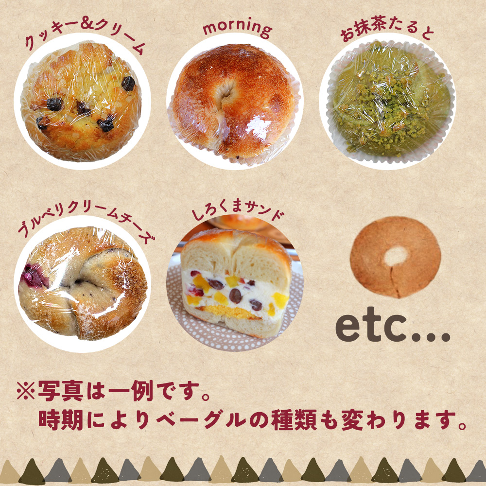 ＜季節のいろいろベーグルセット（おまかせ 8～10個）【2ヶ月定期便】＞ 国産小麦 自家製酵母 マルーンベーグル 愛媛県 西予市