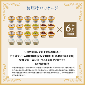 【定期便：全6回】【無添加】 アイスクリーム3種18個とフローズンヨーグルト4個セット アイス ミルク 紅茶 抹茶 フローズンヨーグルト 計22個 無添加 デザート 食後 定期便 6ヶ月 ふるさと納税