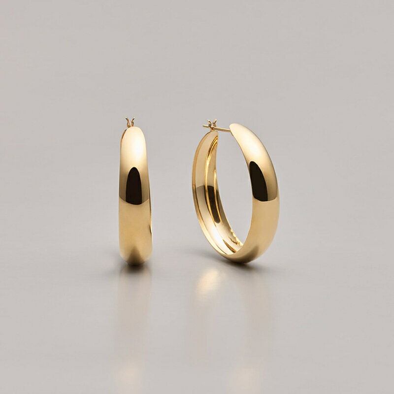 【ふるさと納税】＜ 甲府ジュエリー ＞ ピアス ジュエリー レディース アクセサリー K18 イエローゴールド フープピアス 丸みフォルム ギフト プレゼント ラッピング ジュエリーケース付 保証書付 k199-024