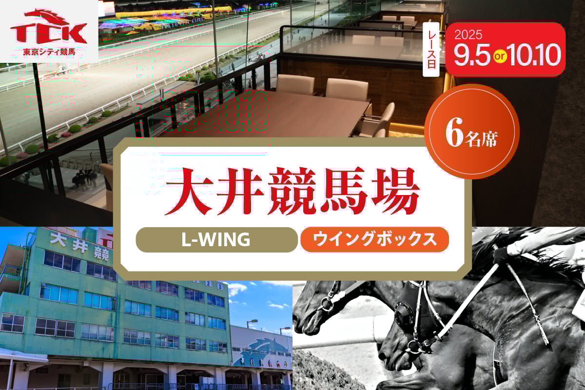 
            【選べる日付】大井競馬場指定席　L-WING4階ウイングボックス （6名席）
          