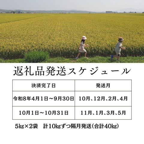 【新米予約受付中】令和8年産無洗米ななつぼし＆無洗米ゆめぴりか定期便40kg(隔月10kg(各5kg)×4か月)_イメージ2