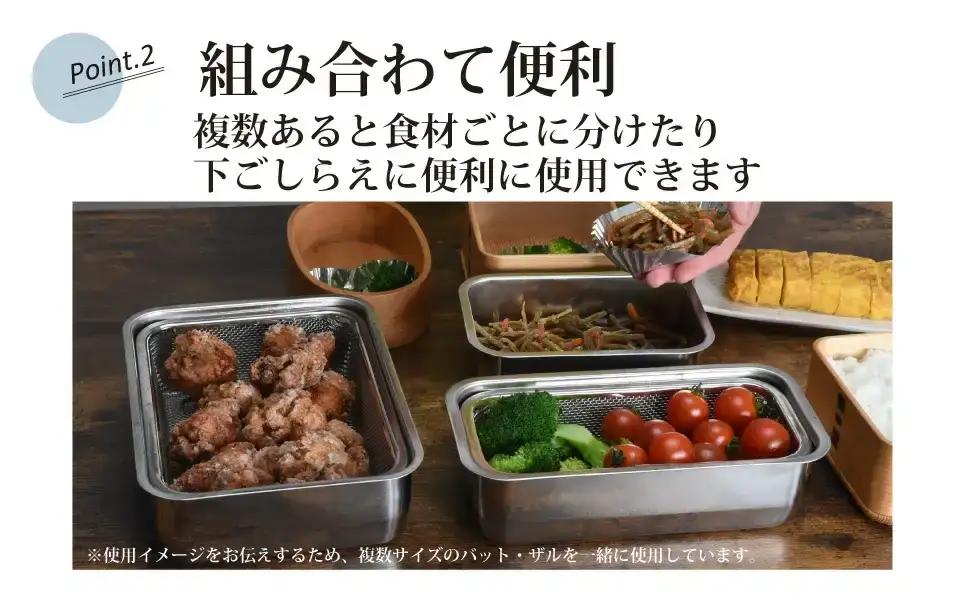 お料理はかどる 蓋付き角バット1/4サイズ 2個セット ステンレス 食品保存 燕三条製 バット