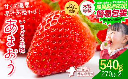 限定企画実施中！★2026年出荷分あまおう★【先行予約】簡易包装版 環境配慮応援企画 いちご あまおう 540g 【着日指定不可】《2月中旬-4月末頃出荷》 いちご