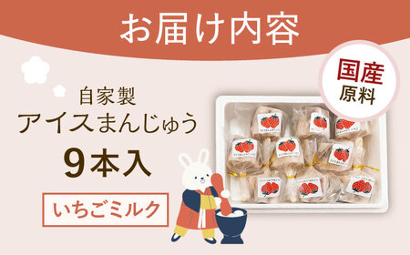 【手作りアイス】 いちごミルク アイスまんじゅう 9本入り 無香料 無着色 多治見市 / エイシン あずき 餡 いちご ミルク アイス 詰め合わせ 無添加 自家製[THD003]