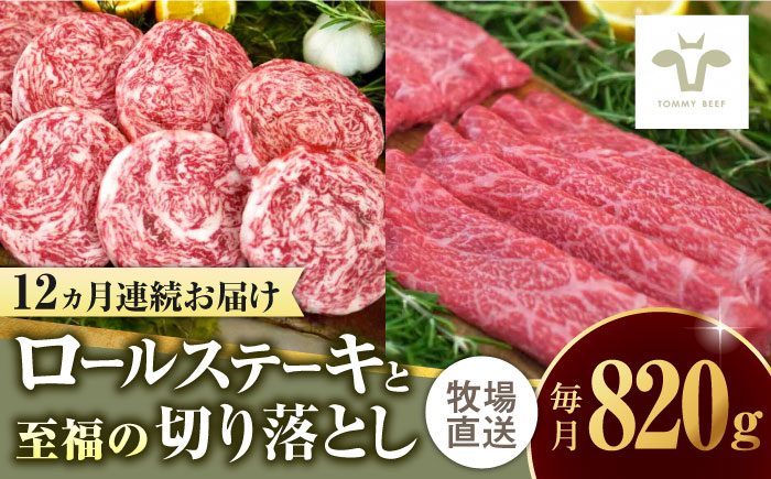 【全12回定期便】ミルフィーユロールステーキ4個と至福の切り落とし500g / 牛肉 / 佐賀県 / 有限会社佐賀セントラル牧場 [41ASAA250]