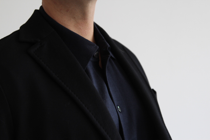 究極の贅沢シルク100％洗えるメンズ半袖ポロニットウェア ネイビーMサイズ メンズ 新潟県 五泉市 有限会社アスリート