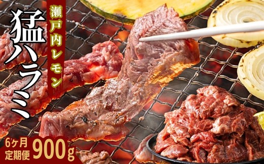 【6ヶ月定期便】牛ハラミ 900g(300g×3パック) 尾野精肉店の牛ハラミ瀬戸内レモン塩だれ