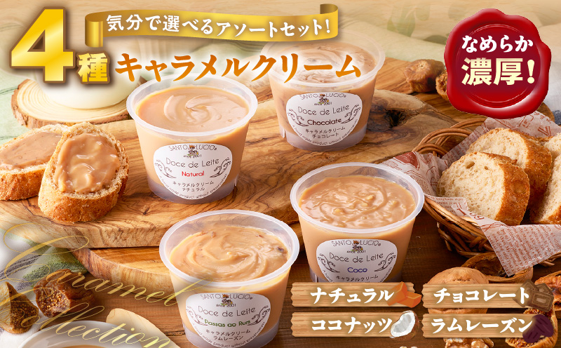 とろけるキャラメルクリーム4種アソートセット（プレーン・チョコレート・ココナッツ・ラムレーズン）・S105