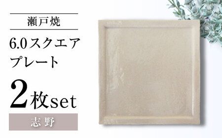 【瀬戸焼】6.0スクエアプレート 志野 2枚セット【ヤマハツクリタ株式会社】 / 食器 和食器 正角皿 スクエア皿/ 瀬戸市[BBDV018]
