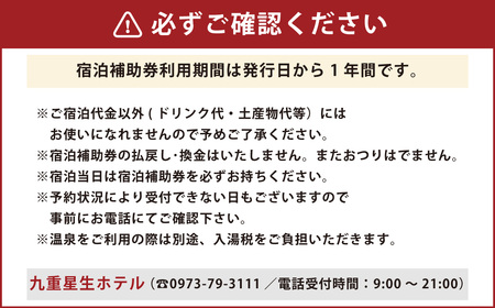 九重星生ホテル ご宿泊補助券 3万円分(1万円×3枚)