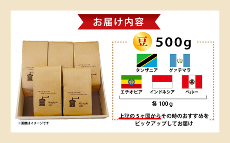 【Nanの木】自家焙煎スペシャルティコーヒー5種飲み比べセット 豆 [NK002-1] 【福岡県須恵町】