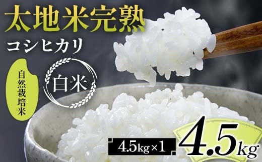 
                  2026年産 自然栽培米 太地米完熟 【こしひかり】 白米 4.5kg ブランド米 お米 精米 白米 人気 F7X-0678
                