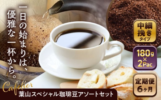 【全6回定期便】 【コーヒー粉 中細挽き】葉山スペシャル珈琲豆アソートセット 2パック入り ／ 珈琲 こーひー コーヒーコーヒー豆 詰め合わせ 神奈川県 特産品 コーヒー ブラジル インドネシア コロンビア エチオピア【Cafetier】 [ASAD016]