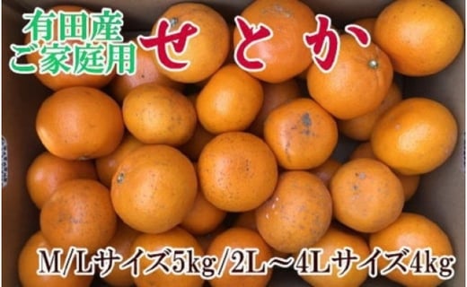 
(訳あり・ご家庭用)一度は食べていただきたい「有田産のせとか」約4kg～5kg★2024年２月中旬頃より順次発送
