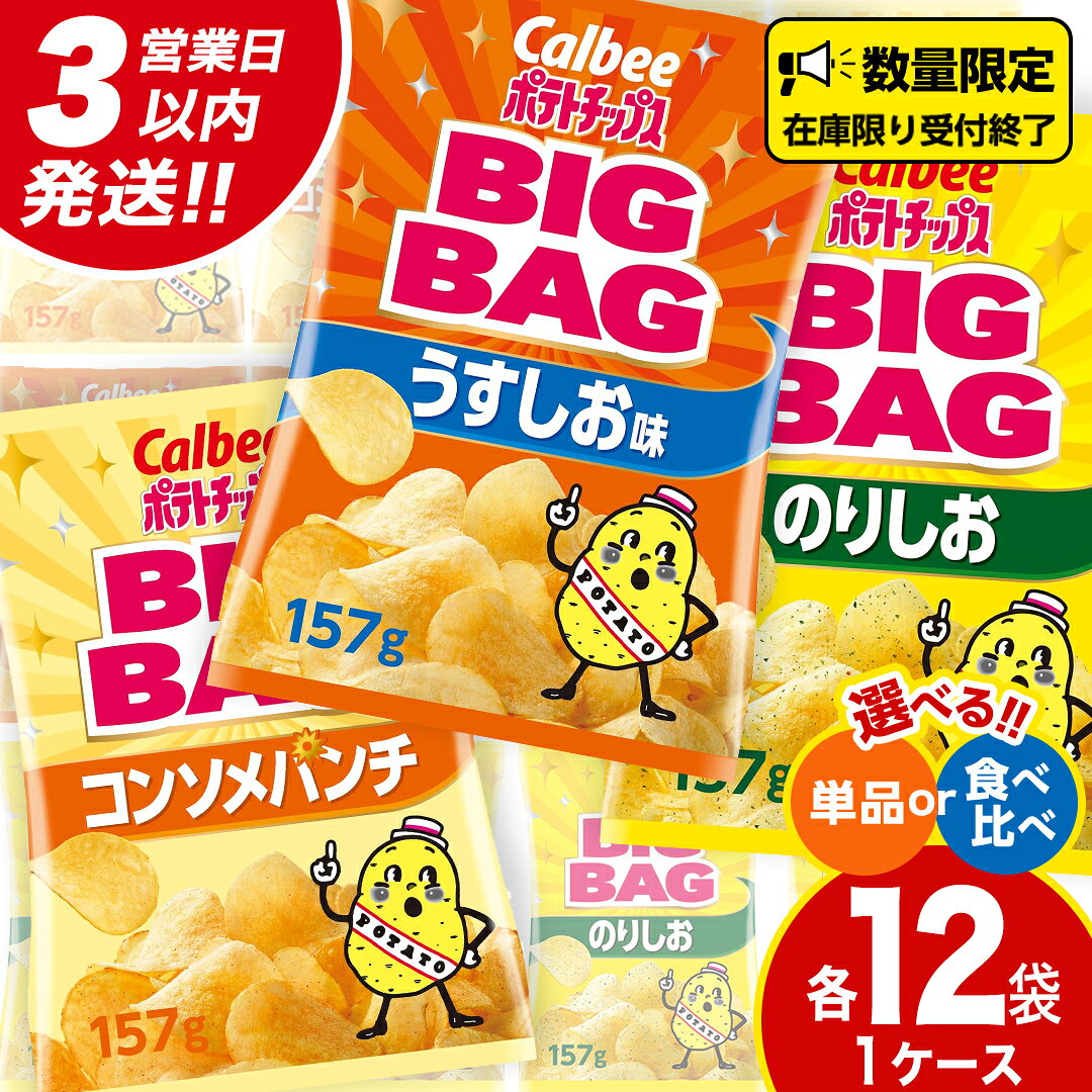 【ふるさと納税】 【最短3営業日！スピード発送】カルビー ポテトチップス BIGBAG 157g うすしお ・ のりしお ・ コンソメパンチ ポテチ お菓子 おかし 大量 スナック おつまみ ジャガイモ じゃがいも まとめ買い 数量限定 定期便